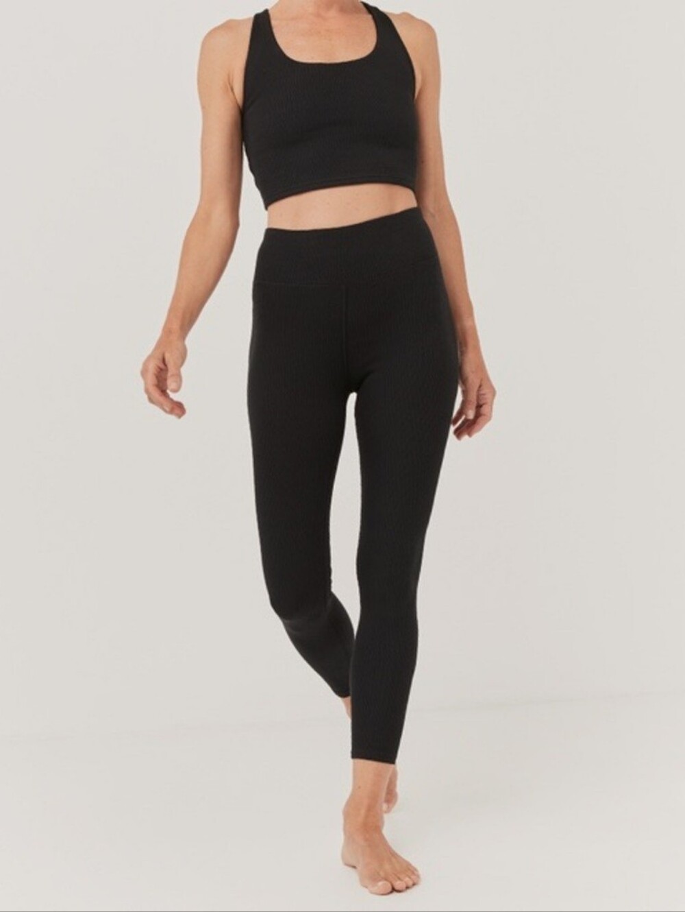 PACT Organic Cotton Ribbed Leggings Black Size XL